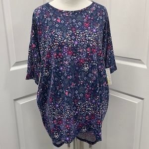 LuLaRoe New XXS Blue Floral Irma Shirt NWT